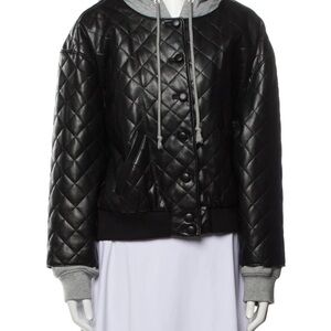 Cinq a Sept Black Bomber Jacket with Quilted Design